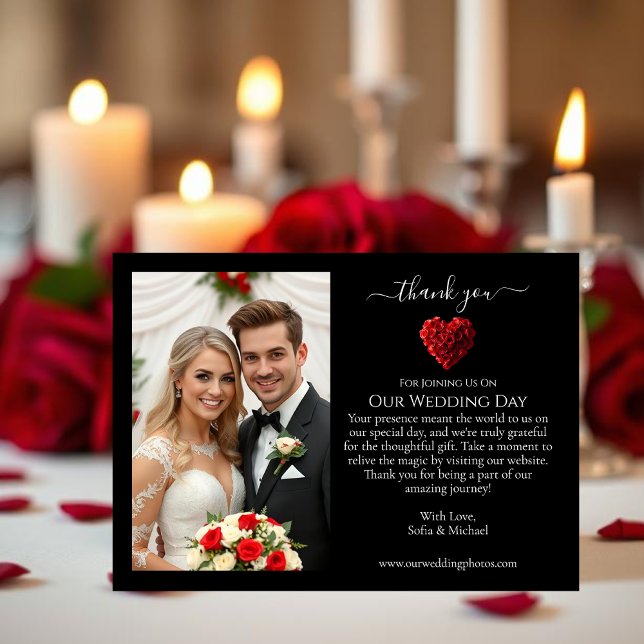 Wedding Thank You- Heart Shaped Red Roses Tack Kort (Wedding Thank You- Heart Shaped Red Roses Thank You Card)
