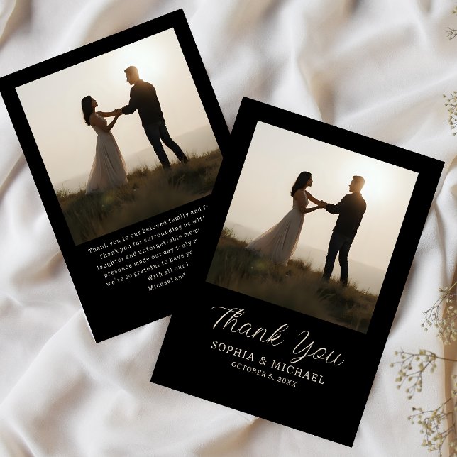 Wedding Thank You Message 2 Photographs Black  Tack Kort (Skapare uppladdad)