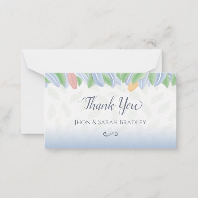 Wedding Thank You - Vectorial Tulip With Leaves Anteckningskort (Framsida)