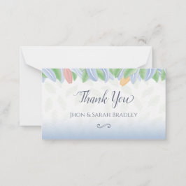 Wedding Thank You - Vectorial Tulip With Leaves Anteckningskort