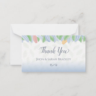 Wedding Thank You - Vectorial Tulip With Leaves Anteckningskort