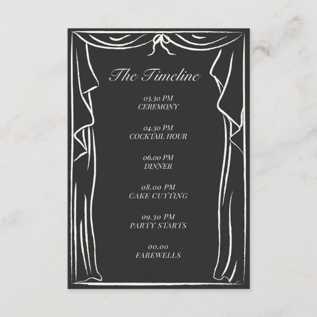 Wedding Timeline Illustrated Curtain Tilläggskort (Framsida)