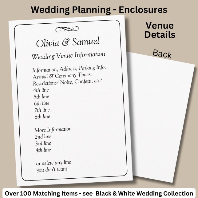 Wedding Venue info - Black White Infinity Scroll, Tilläggskort (Skapare uppladdad)