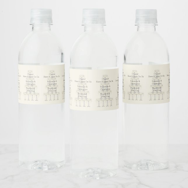 Wedding Water Bottle Label Champagne Glasses Vattenflaskor Etikett (Flaskor)