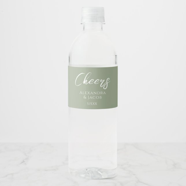Wedding Water Bottle Labels Elegant Typography Vattenflaskor Etikett (Framsida)