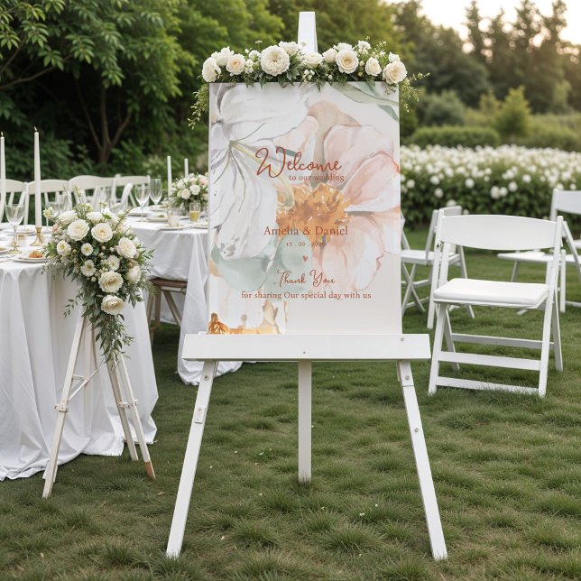 Wedding Welcome Sign | Blush Peach Floral Poster (Wedding Welcome Sign | Blush Peach Floral )
