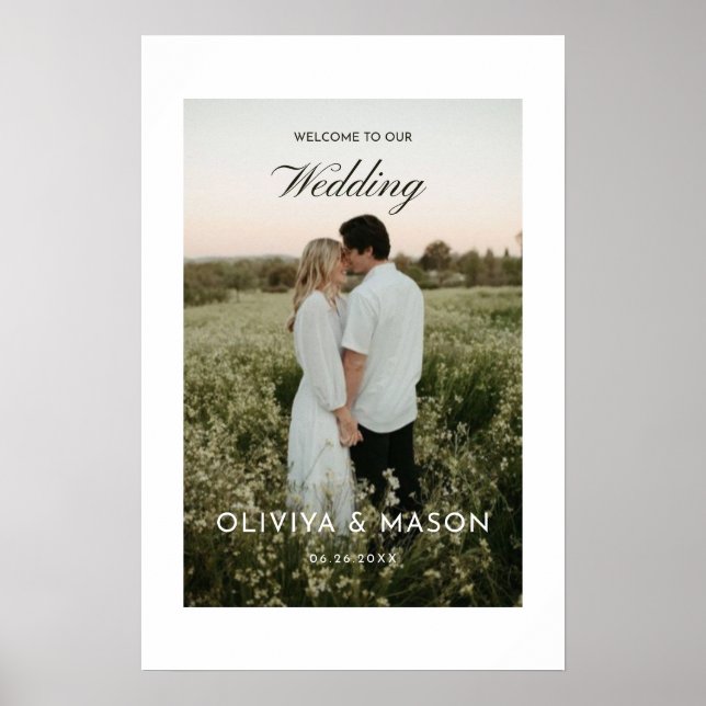 Wedding Welcome Sign Poster with Photo White (Framsidan)