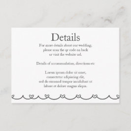 Wedding Whimsical Doodles Grey and White Tilläggskort