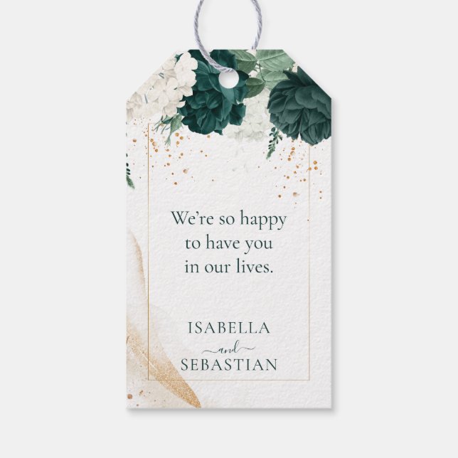 Wedding White Lavender Touch Emerald Green Presentetikett (Baksidan)