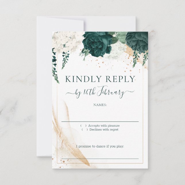 Wedding White Signature Emerald Green Rose OSA Kort (Framsida)