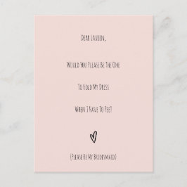 Wedding Will You Be My Bridesmaid Invitation Card Vykort