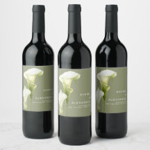Wedding Wine Label "Delicate Calla Lilies"