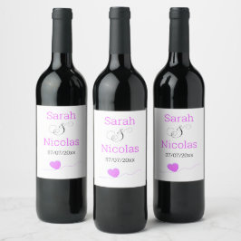 Wedding wine label personalized minimalist  vinflaska etikett