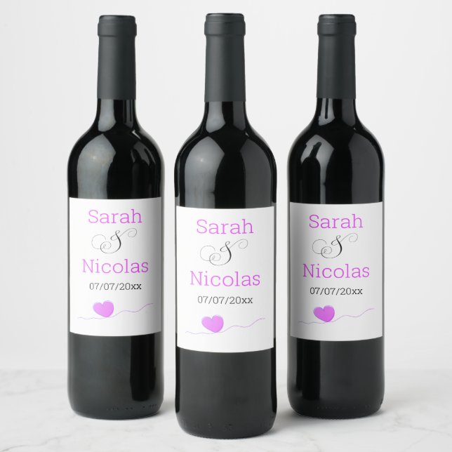Wedding wine label personalized minimalist  vinflaska etikett (Flaskor)