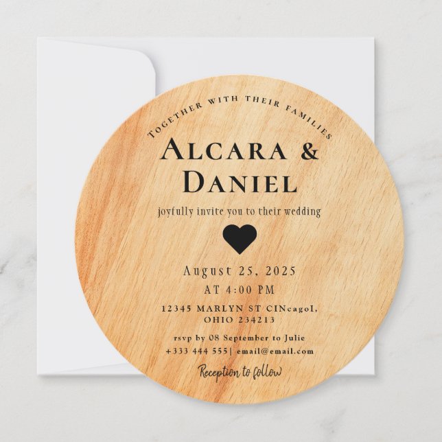 Wedding Wood Cut Unique Custom Invitation Inbjudningar (Framsida)