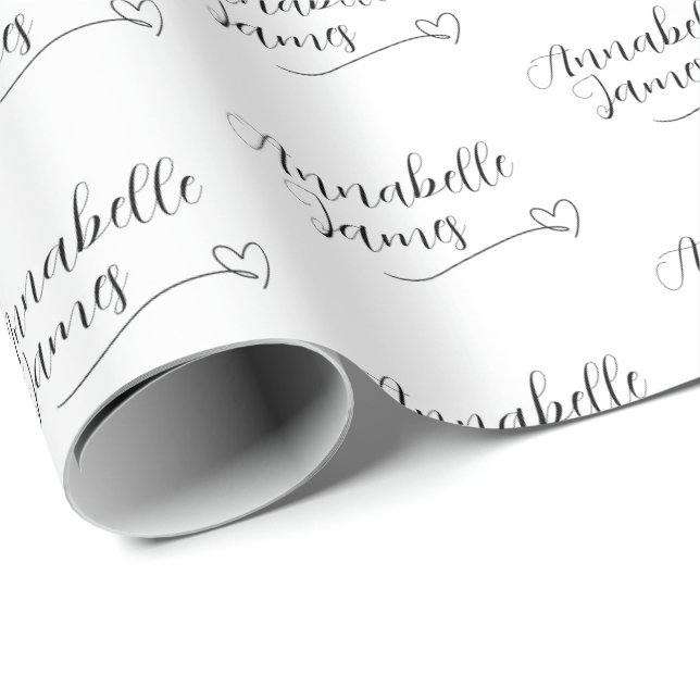 Wedding Wrapping Paper Couples Names Giftwrapping Presentpapper (Rullad Hörn)
