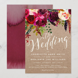 WEDDNINGSANVISNING  Elegant Blommigt Rustic Boho Inbjudningar