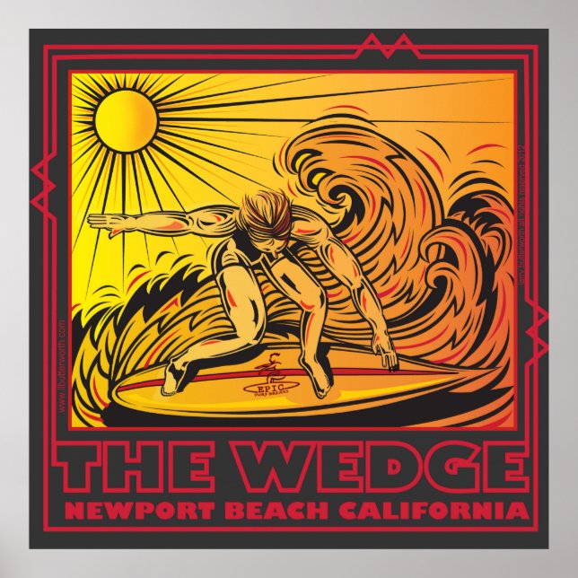 WEDGE NEWPORT BEACH CALIFORNIA SURFING POSTER (Framsidan)