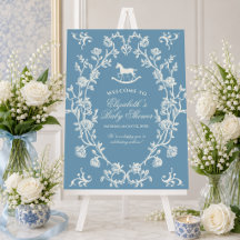 Wedgewood Blå Gunghäst Baby Shower Välkomstskylt