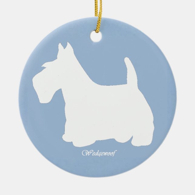 Wedgewoof skotska Terrierblått Julgransprydnad Keramik (Framsidan)