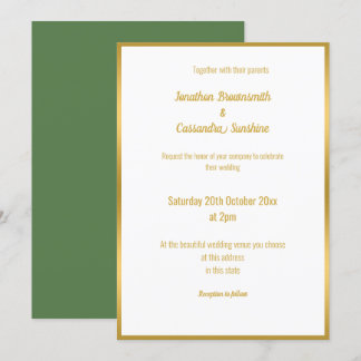 WEDING-INBJUDAN FÖR elegant CLASSIC SAGE GULD Inbjudningar