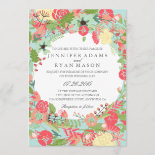 WEDING-INBJUDAN FÖR MODERN BLOMMIGT INBJUDNINGAR