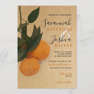 WEDING-INBJUDANDE AV orange CITRUS VATTERFÄRGER Inbjudningar