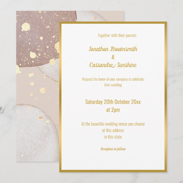WEDING INVITATION AV LUXE BUBBLE WATERCOLOR INBJUDNINGAR (Fram/baksida)