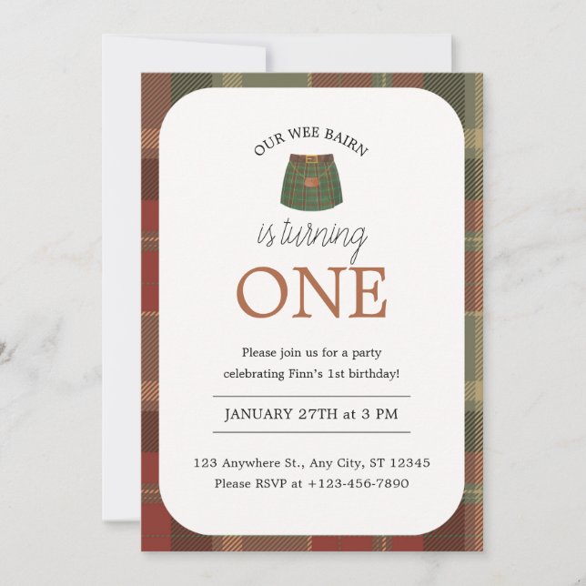 Wee Bairn Birthday Inbjudningar (Framsida)