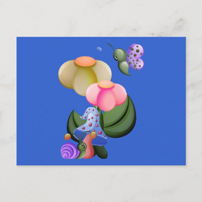 Wee beskådar snigeln & fjärilen vykort (Framsida)