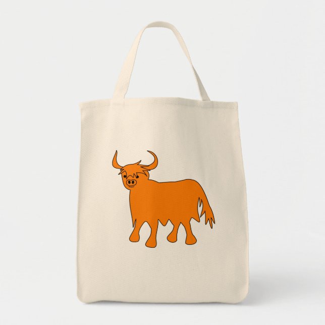 "Wee Coo" Scottish Highland Cow till säckens utfor Tygkasse (Framsidan)