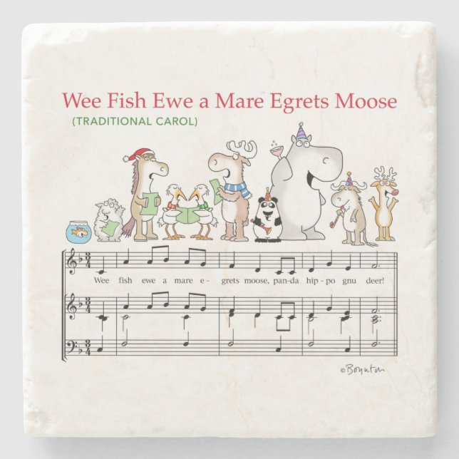 WEE FISH EWE A MARE EGRETS MOOSE Sandra Boynton Stenunderlägg (Framsidan)