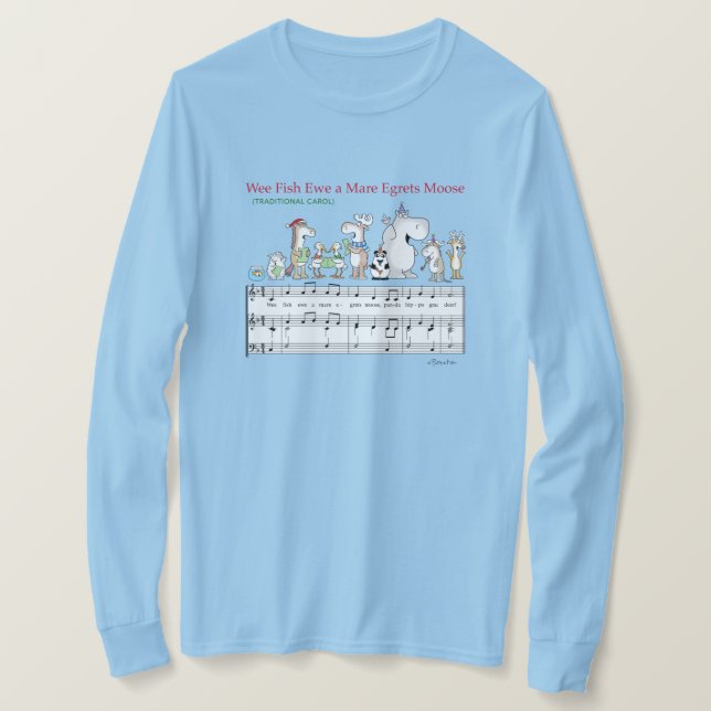 WEE FISH EWE A MARE EGRETS MOOSE Sandra Boynton T- T Shirt (Design framsida)