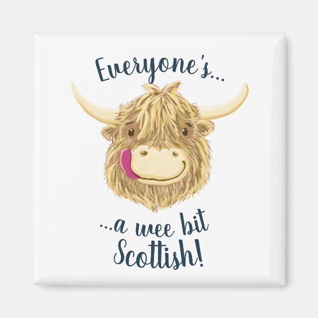 Wee Hamish Highland Cow säger allas skotska! Magnet (Framsidan)