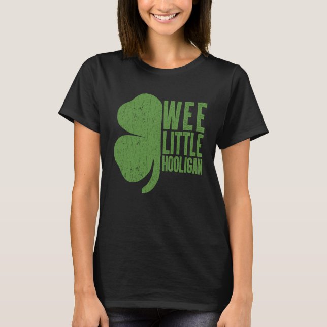 Wee Little Hooligan  Shamrock Kids Teen Patrick s  T Shirt (Framsida)