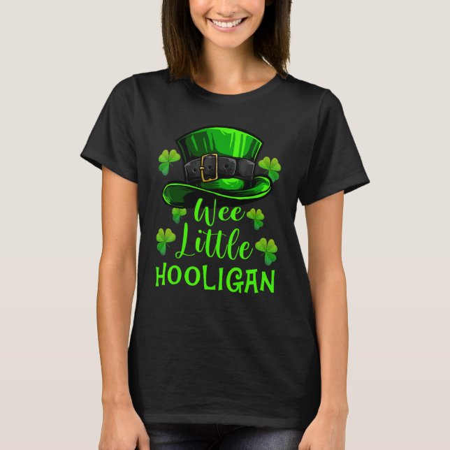 Wee Little Hooligan Shamrock Leprechaun St Patrick T Shirt (Framsida)