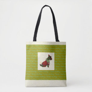Wee Scottie Hund Season's Greetings All-over-Print Tygkasse