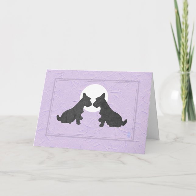 Wee Scottie Puppy Kärlek Valentindagen på Lavender Kort (Framsida)