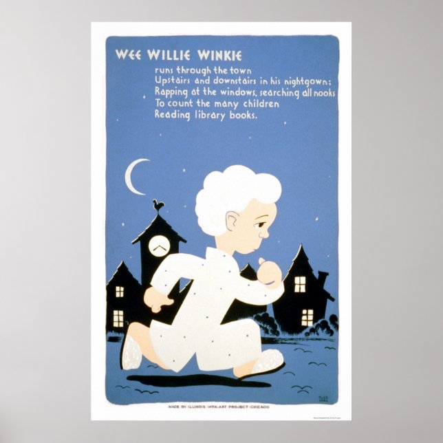 Wee Willie Winkie Bibliotek 1940 WPA Poster (Framsidan)