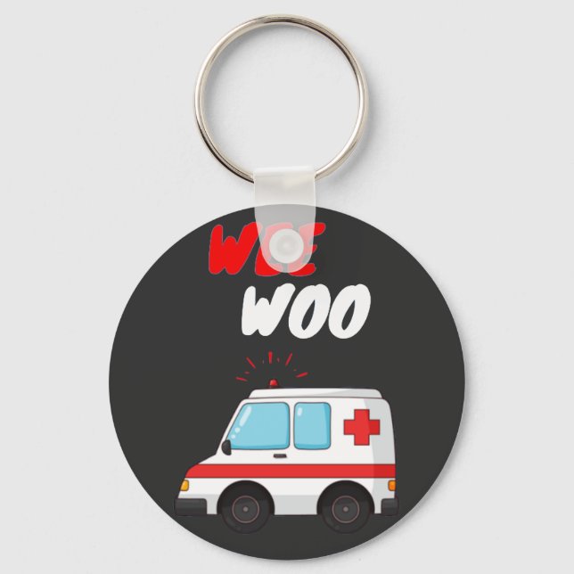 Wee Woo Ambulance AMR. Funny EMS EMT Sjukvårdare G Nyckelring (Framsida)