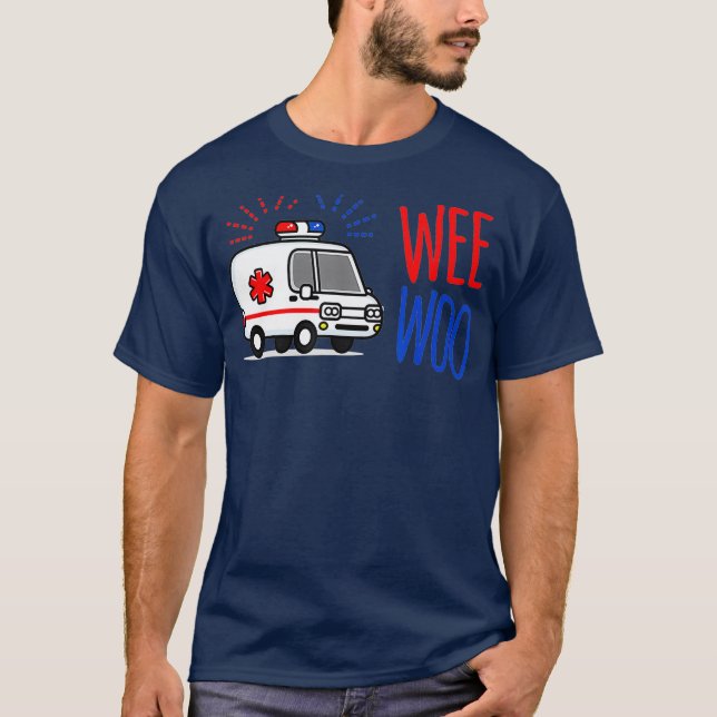 WEE WOO AMR EMT AMR. Sjukvårdare Tee SHIRT för man (Framsida)