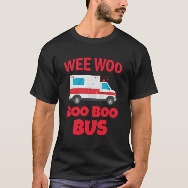 Wee Woo Boo Buss First Responder Ambulance T Shirt (Framsida)
