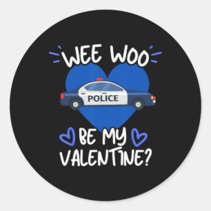 Wee Woo Var Min Alla Hjärtans Dags Polisbils Offic Runt Klistermärke