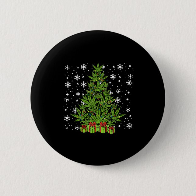 Weed Christmas Tree Funny Xmas T Men Women  Knapp (Framsida)
