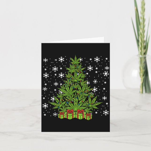 Weed Christmas Tree Funny Xmas T Men Women  Kort (Framsida)
