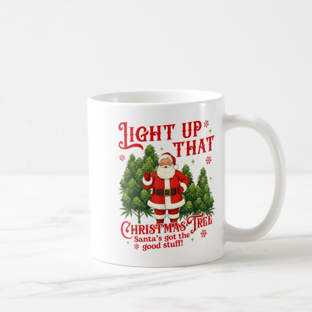 Weed Lover Smoking Light Up Christmas Tree  Kaffemugg (Höger)