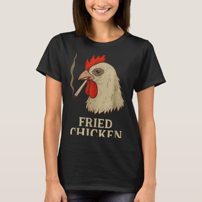 Weed Meme Funny Fried Chicken Smoking  T Shirt (Framsida)