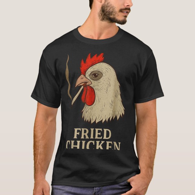 Weed Meme Funny Fried Chicken Smoking  T Shirt (Framsida)
