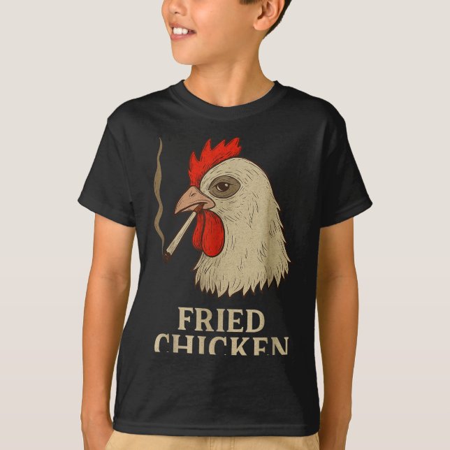 Weed Meme Funny Fried Chicken Smoking  T Shirt (Framsida)