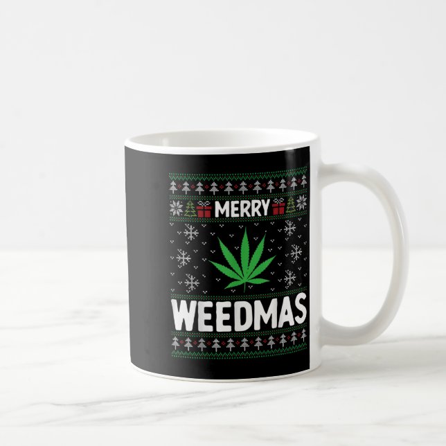 Weed Merry Weedmas Xmas Smoking  Kaffemugg (Höger)